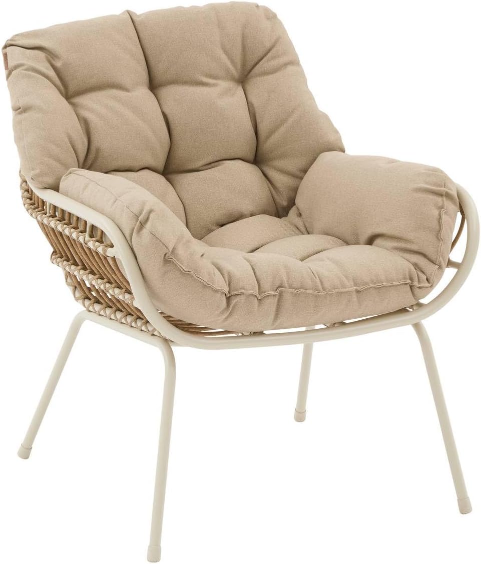 Hespéride - Paopao Duo - Compact, résine tressée, coussins - Argile, acier anti-corrosion