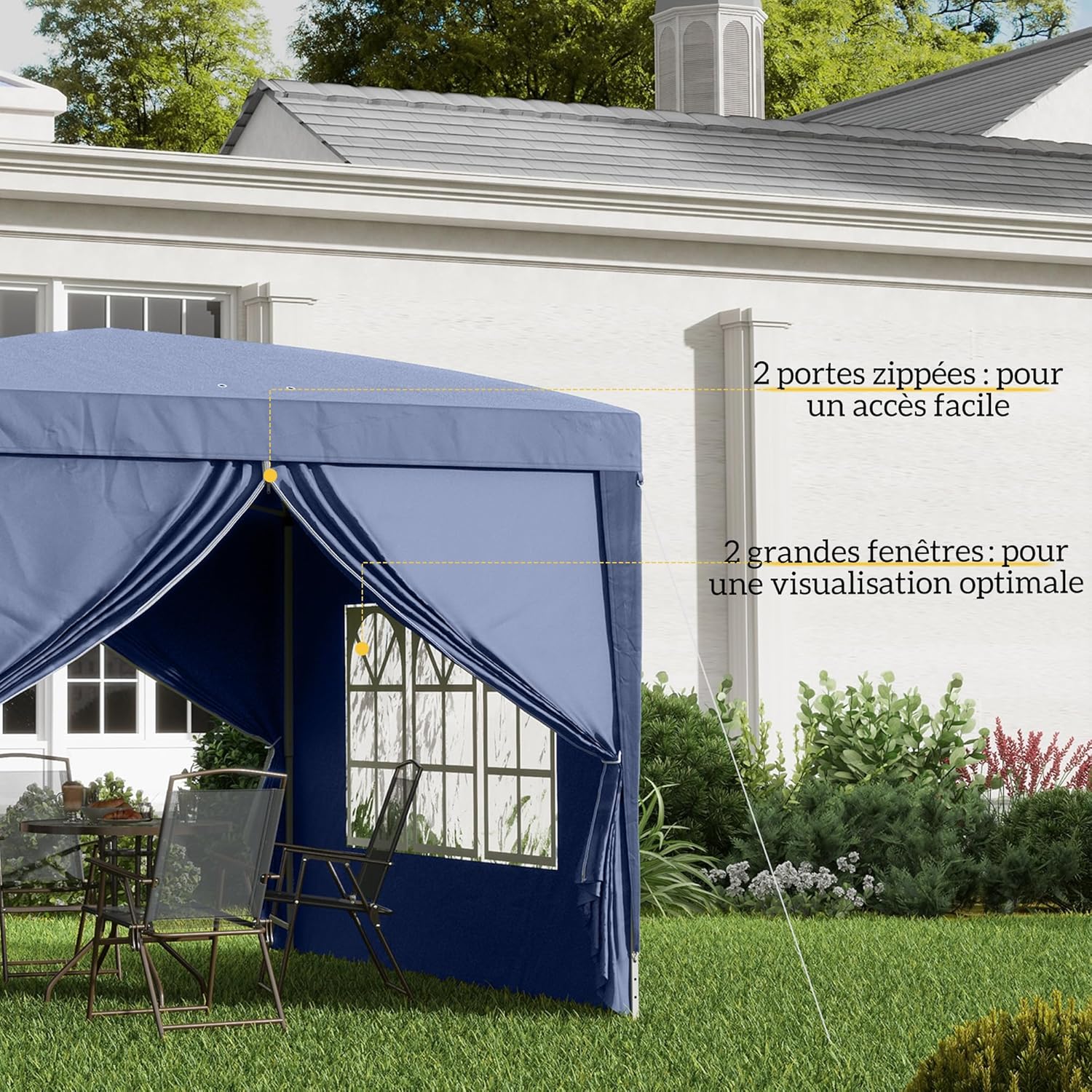 Outsunny - tonnelle pop-up série extérieure - 3x3 m - 4 parois amovibles, sac de transport