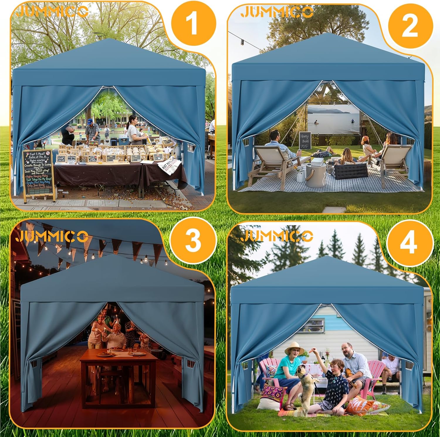 JUMMICO - tonnelle pliante série - 3x3m - imperméable, toile épaisse, anti-UV