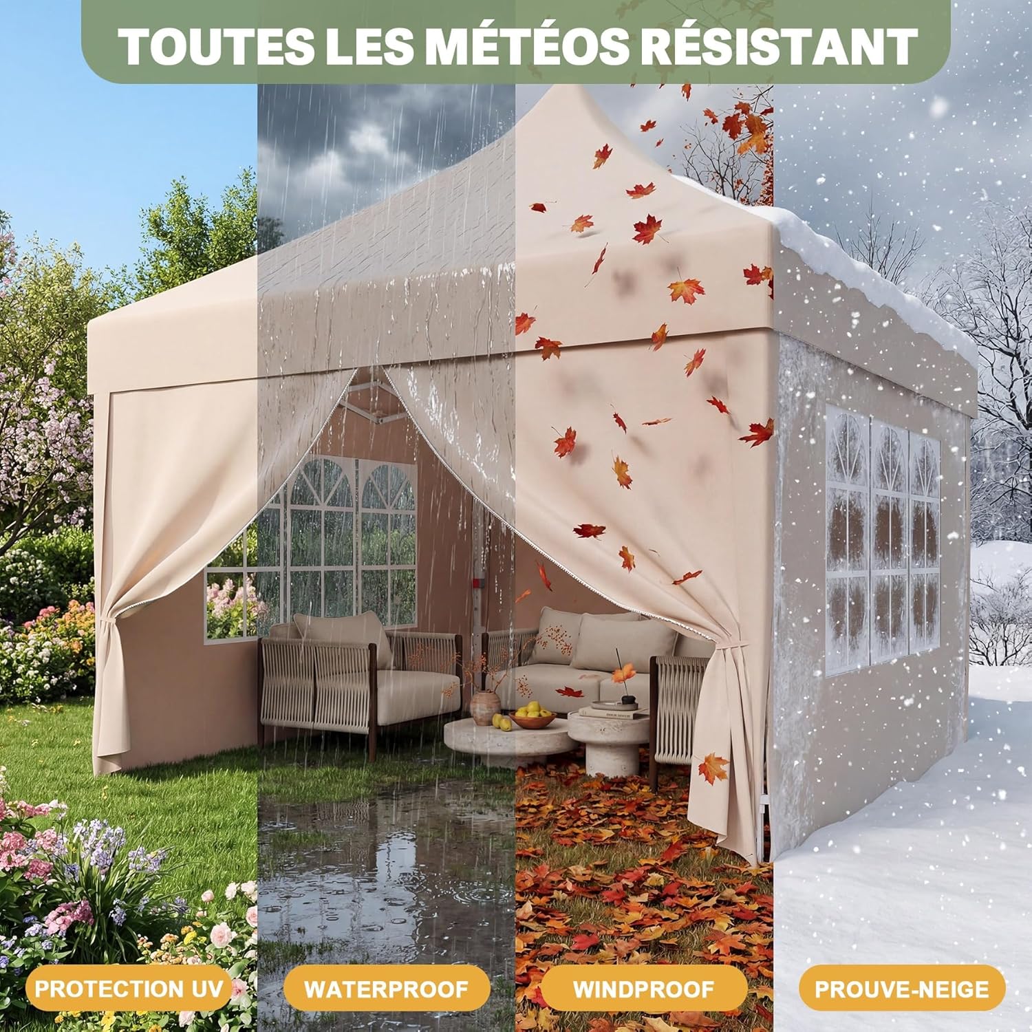 Devoko - tonnelle pliante - 3x3m - imperméable, réglable, robuste