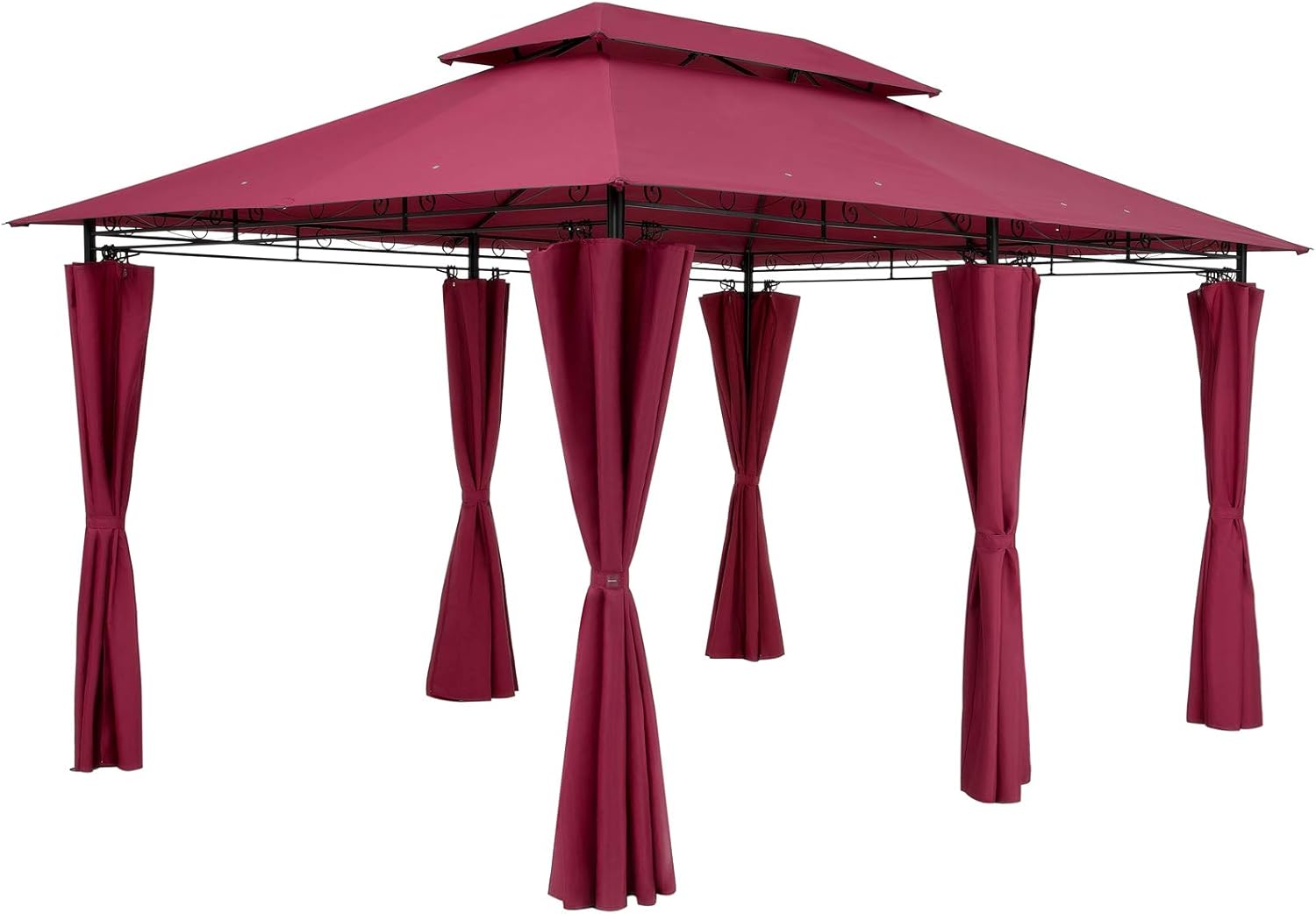Casaria - Pavillon de Jardin Topas - 3x4m, métal hydrofuge, UV 50+ robuste - Tonneau Rouge TR59A