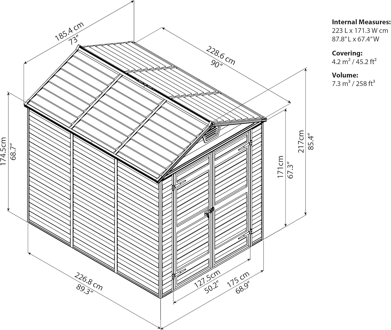 Canopia by Palram Abri de Jardin en Kit Skylight 4.2m², Cadre en Aluminium, Panneaux en Polycarbonate, Ambre
