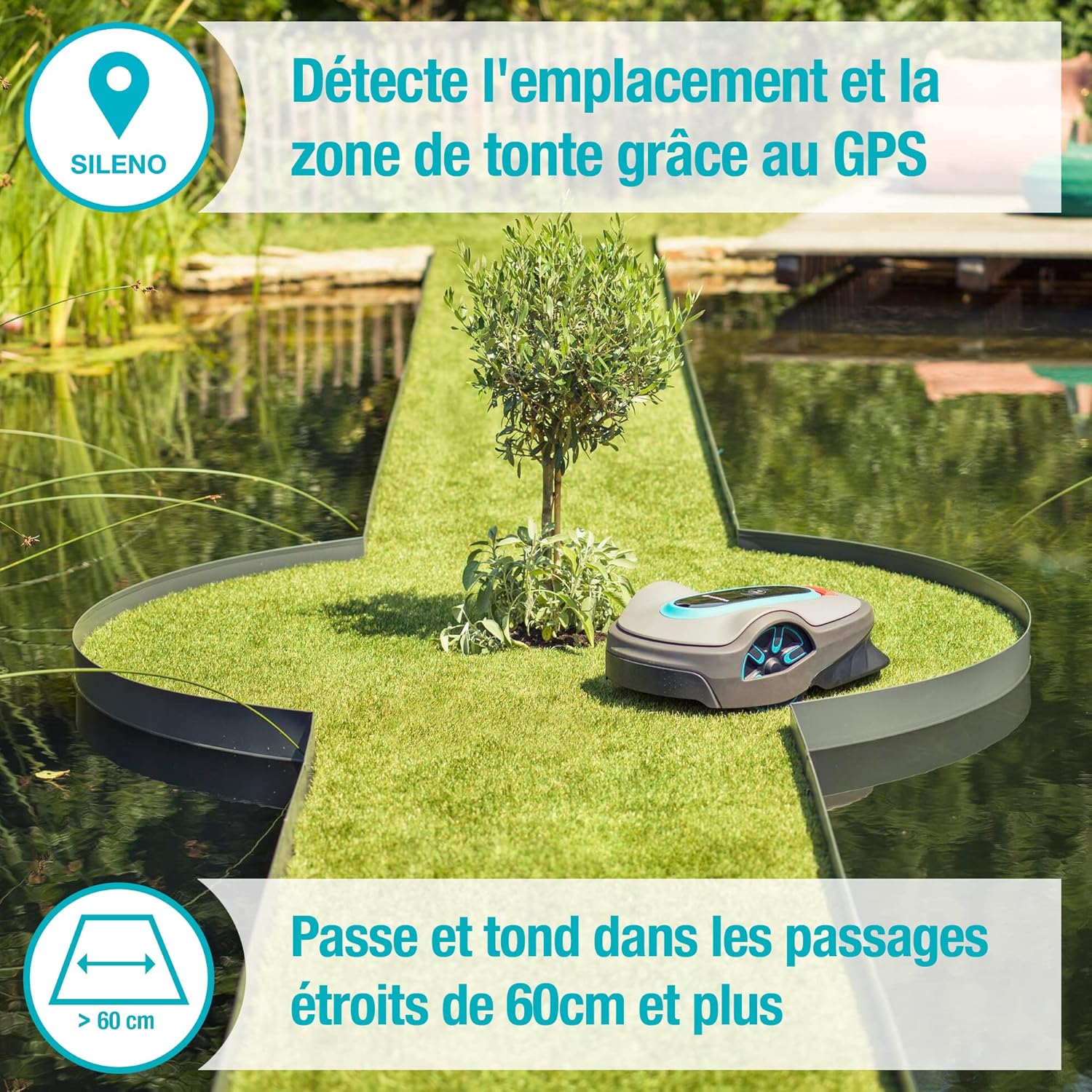 Gardena - Smart SILENO City série - 500m² - IA, contrôle app, pentes 35%, 19602-66