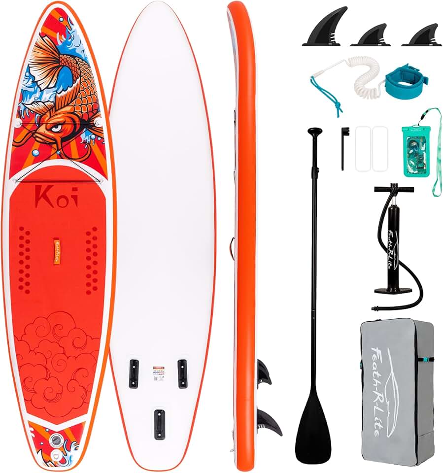 FunWater Planche de Surf Gonflable Accessoire Complet Pagaie réglable,Pompe,Sac à Dos de Voyage,Laisse de sécurité,Étui étanche