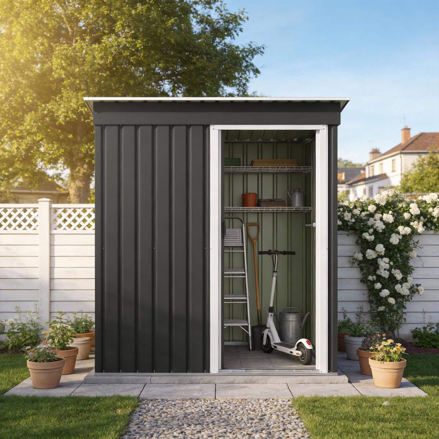 Devoko - abri de jardin métal - 5x3 ft - ventilé, résistant, extérieur