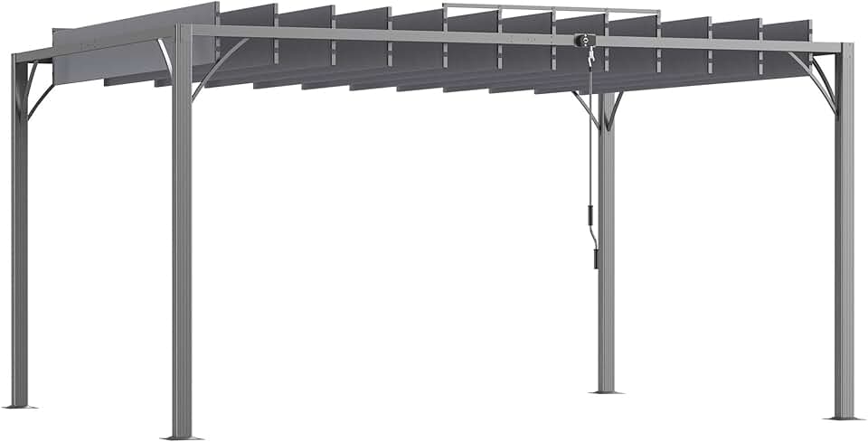 Outsunny - Pergola bioclimatique 4x3 m - Lames orientables, structure aluminium, UV 50+ - Gris - TP12