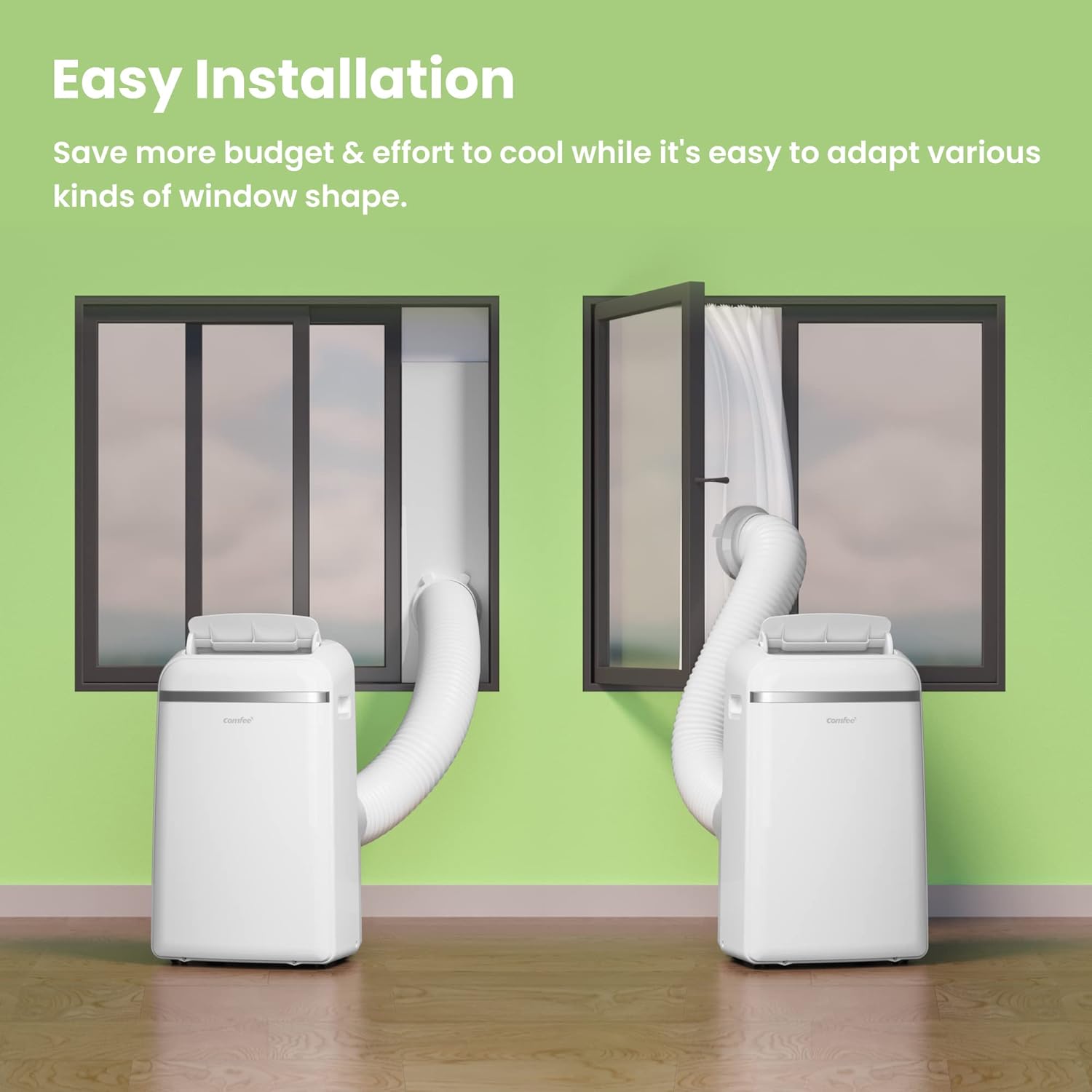 COMFEE' - Climatiseur mobile, 10 000 BTU, 3 modes, économie d'énergie, pour 33㎡, kit d’évacuation, 2,9kW