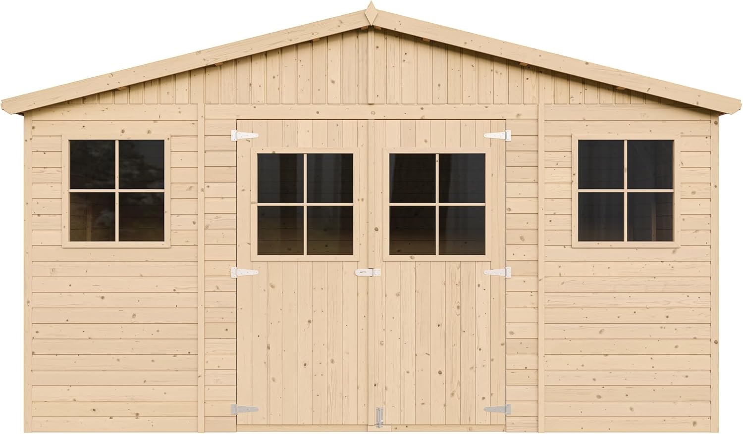 Abri de Jardin en Bois Exterieur avec Plancher IMPRÉGNÉ- Chalet en Pin/épicéa-H246x418x320 cm/12 m²- Construction de Panneaux - Rangement pour vélos, Remise à Outils- Timbela M331+M331G