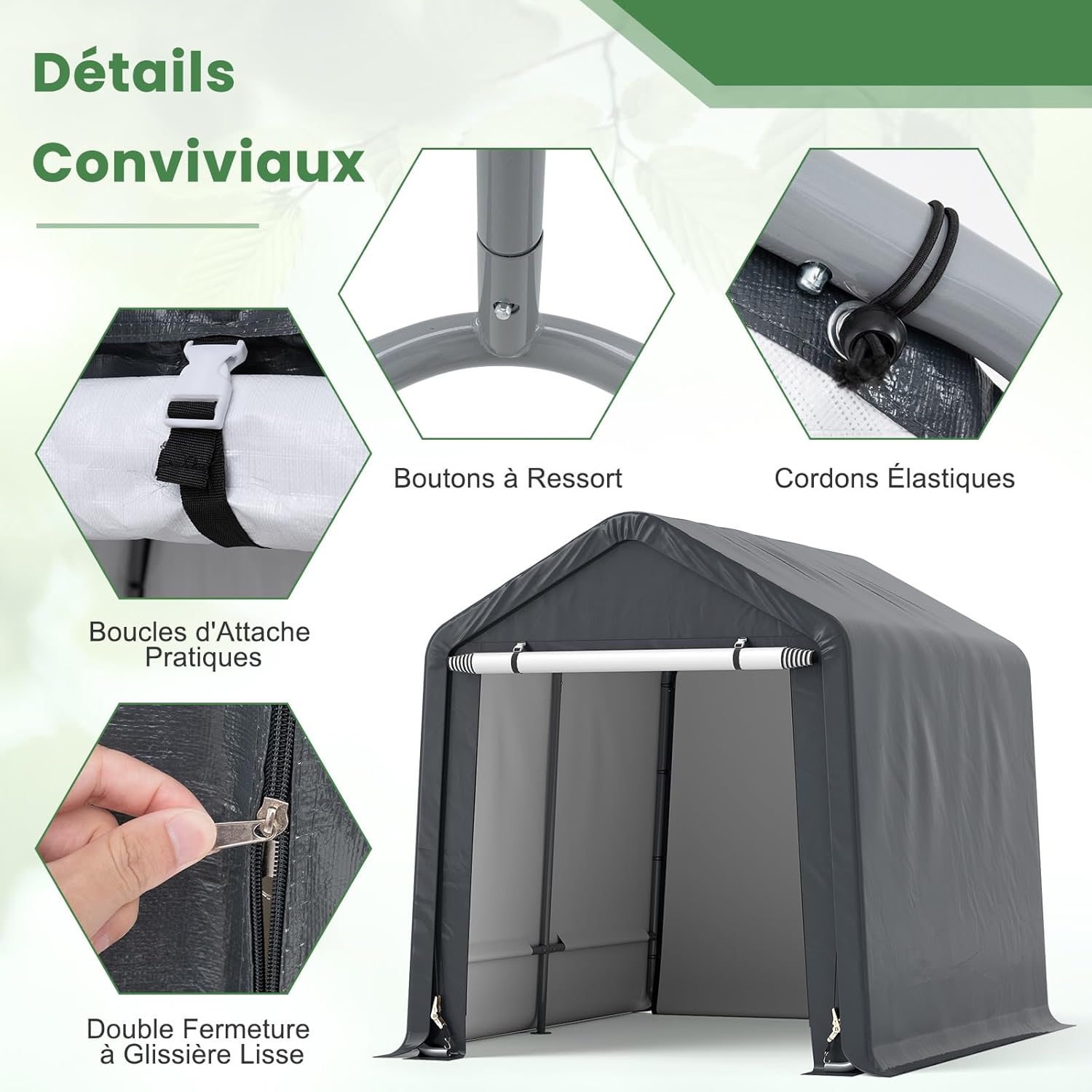 GOPLUS - abri extérieur série standard - 195x240x214 cm - imperméable, porte enroulable, anti-vent