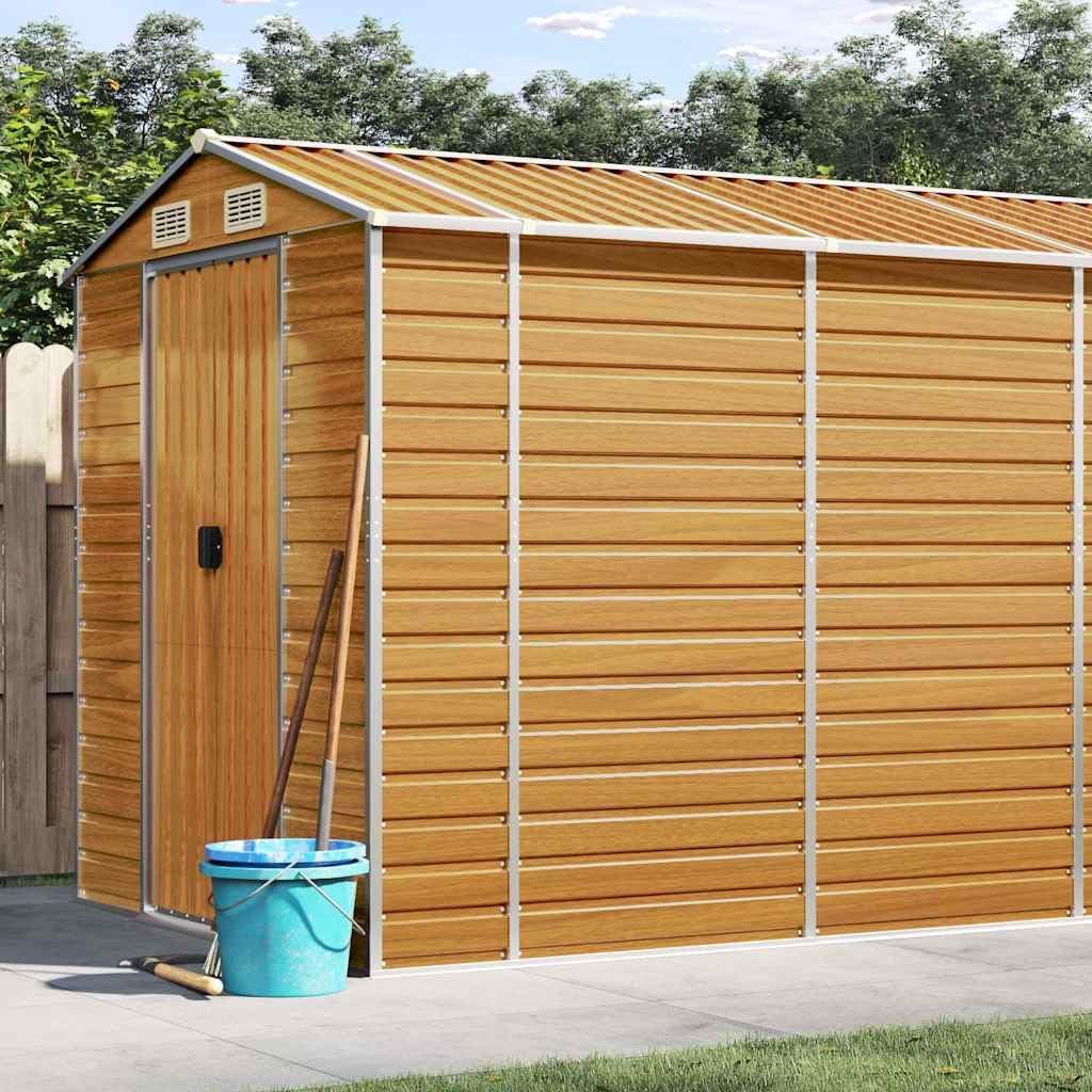 vidaXL Abri de Jardin Marron Clair 191x725x198 cm Acier galvanisé
