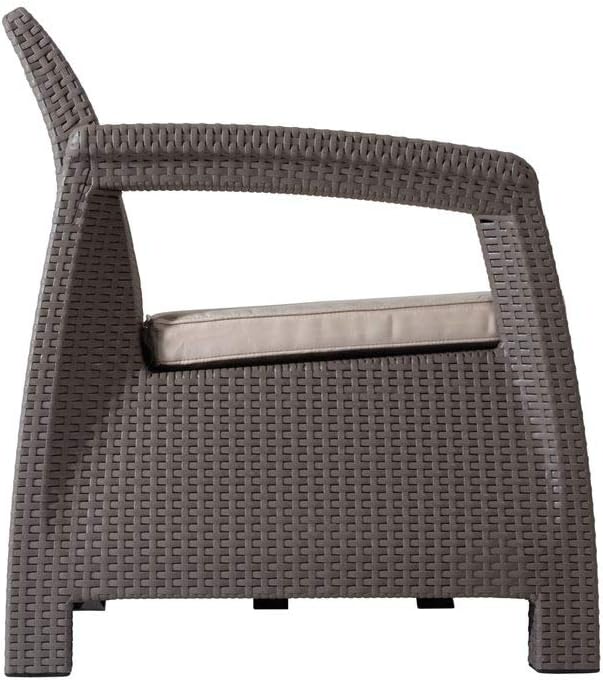 Keter - Corfu ensemble jardin 4 places, table, coussins, résine