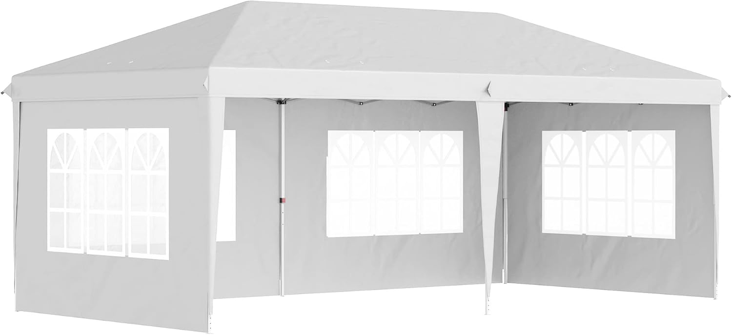 Outsunny - pavillon pliante 3x6m - 3 côtés détachables, sac inclus