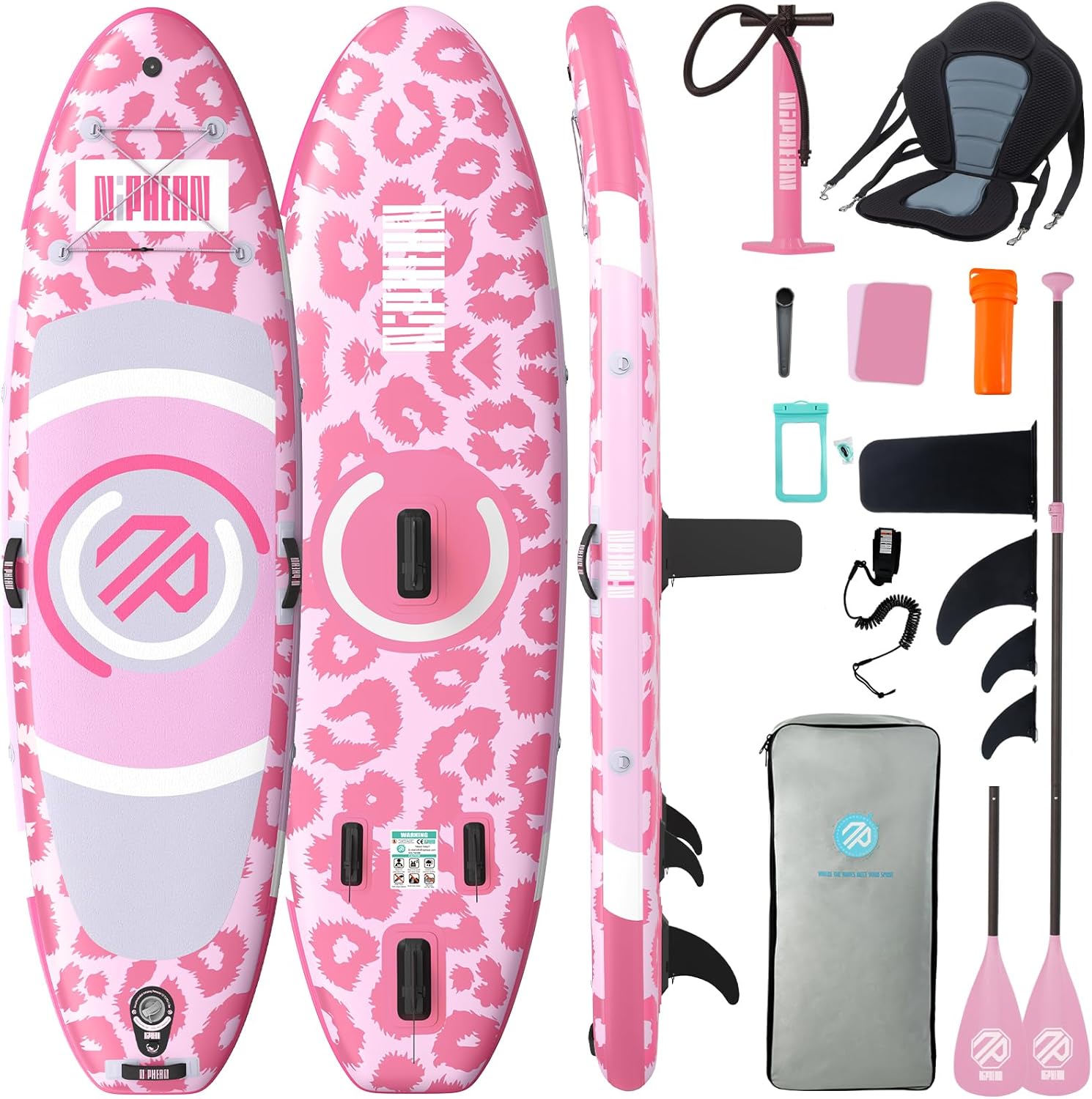 Niphean - Paddle gonflable adulte avec siège - 320x81cm - Ultraléger, antidérapant, StabilTrac, yoga, animaux