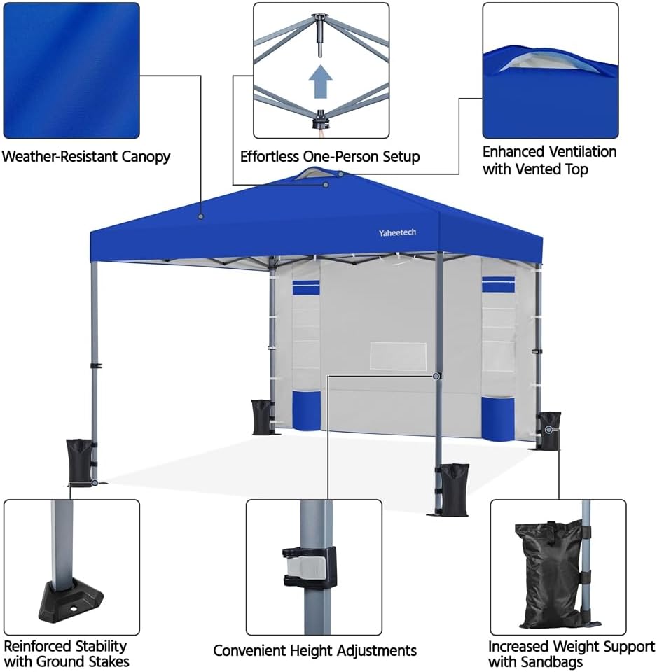 Yaheetech - tonnelle pliante jardin, hauteur réglable, anti-UV, imperméable