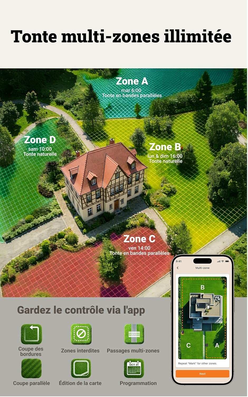 WORX - Vision Cloud série - 400 m² - navigation IA, appli, WR304E