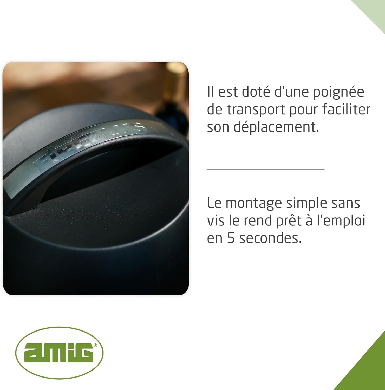 Amig - Fireplus barbecue portable, Ø34,5x42,8cm, grille Ø29cm, couvercle, ventilation