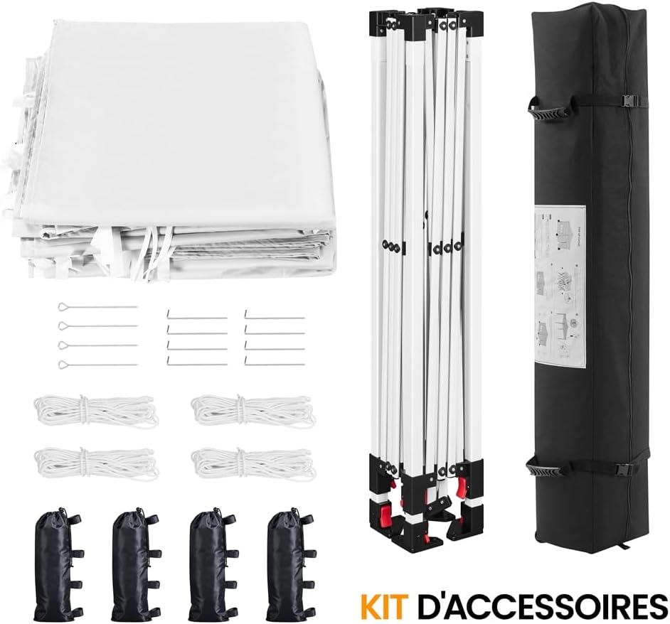 Yaheetech - tonnelle jardin série pliante - 3x3m - 4 parois, blanc