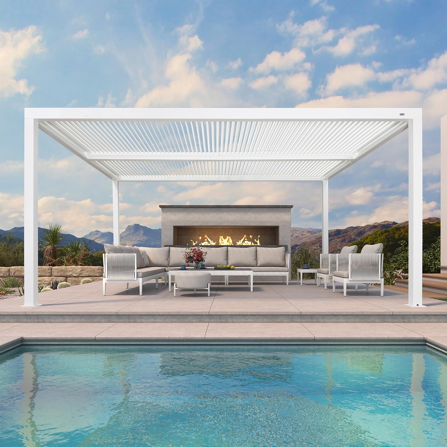 PURPLE LEAF - Pergola Bioclimatique, 4,8x3,68m, aluminium, lames orientables