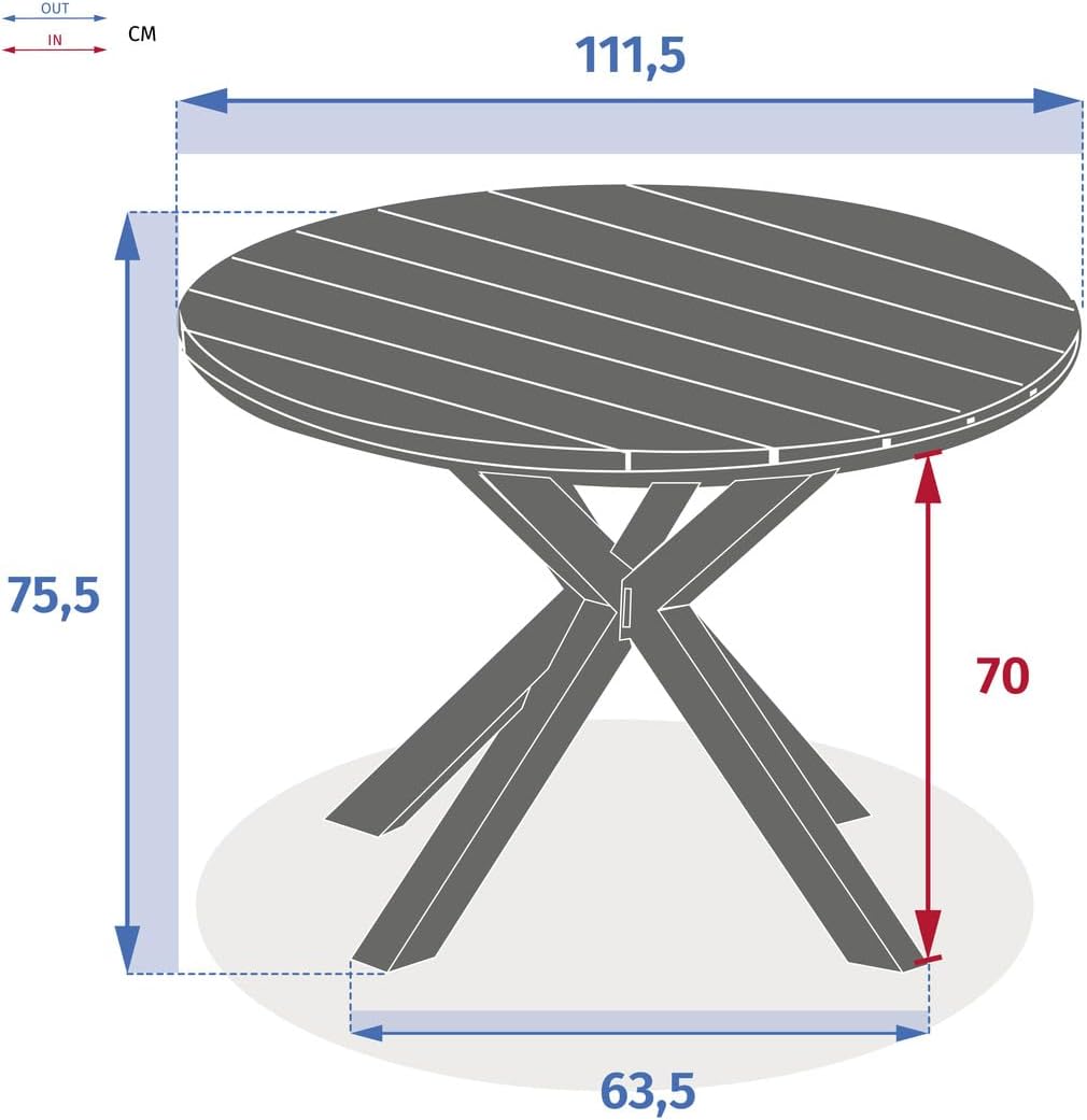 Hespéride - Oriengo - 4 places, ronde, aluminium epoxy/acacia