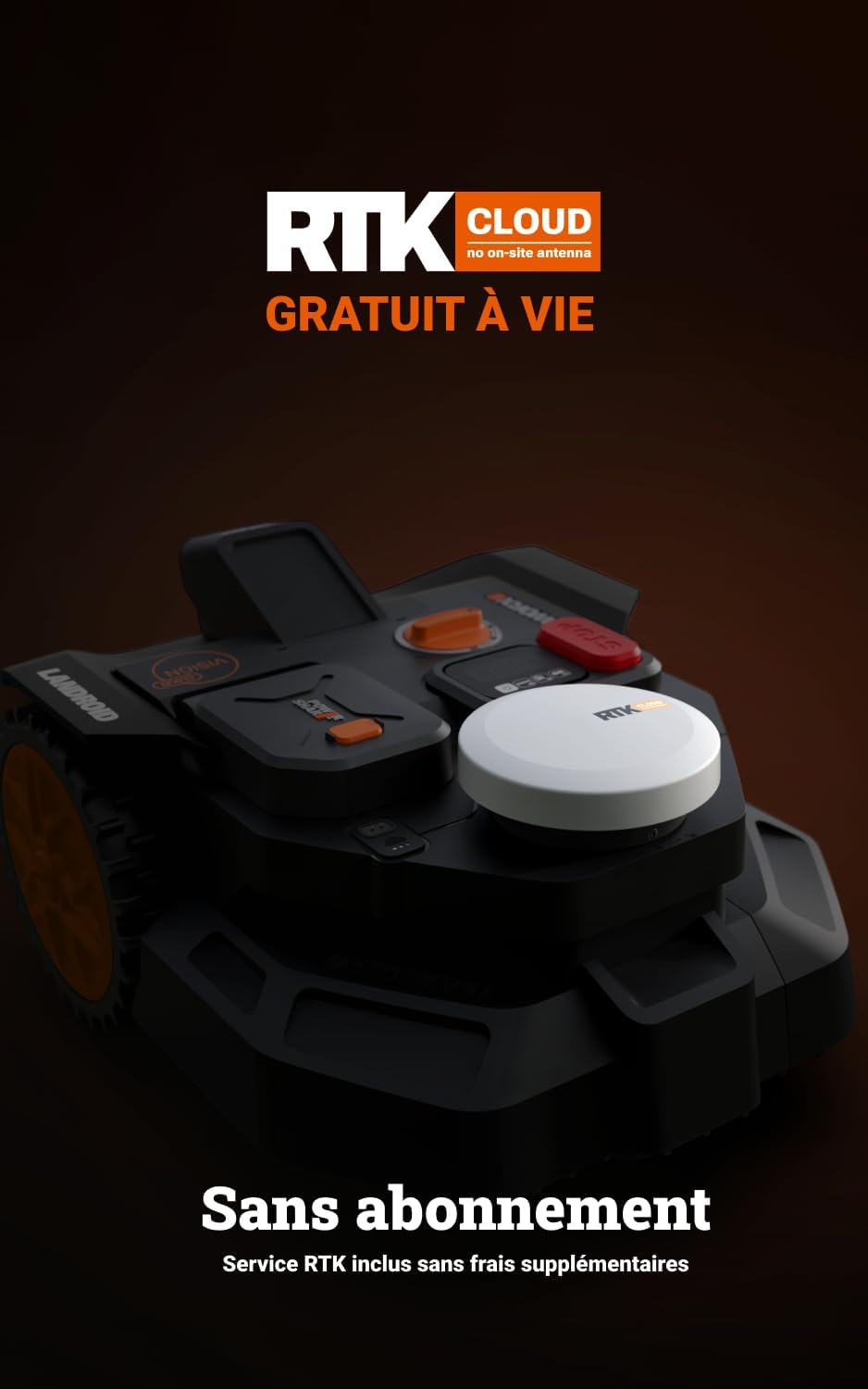 WORX - robot tondeuse Vision Cloud 2WD - 600 m² - navigation IA avancée WR306E