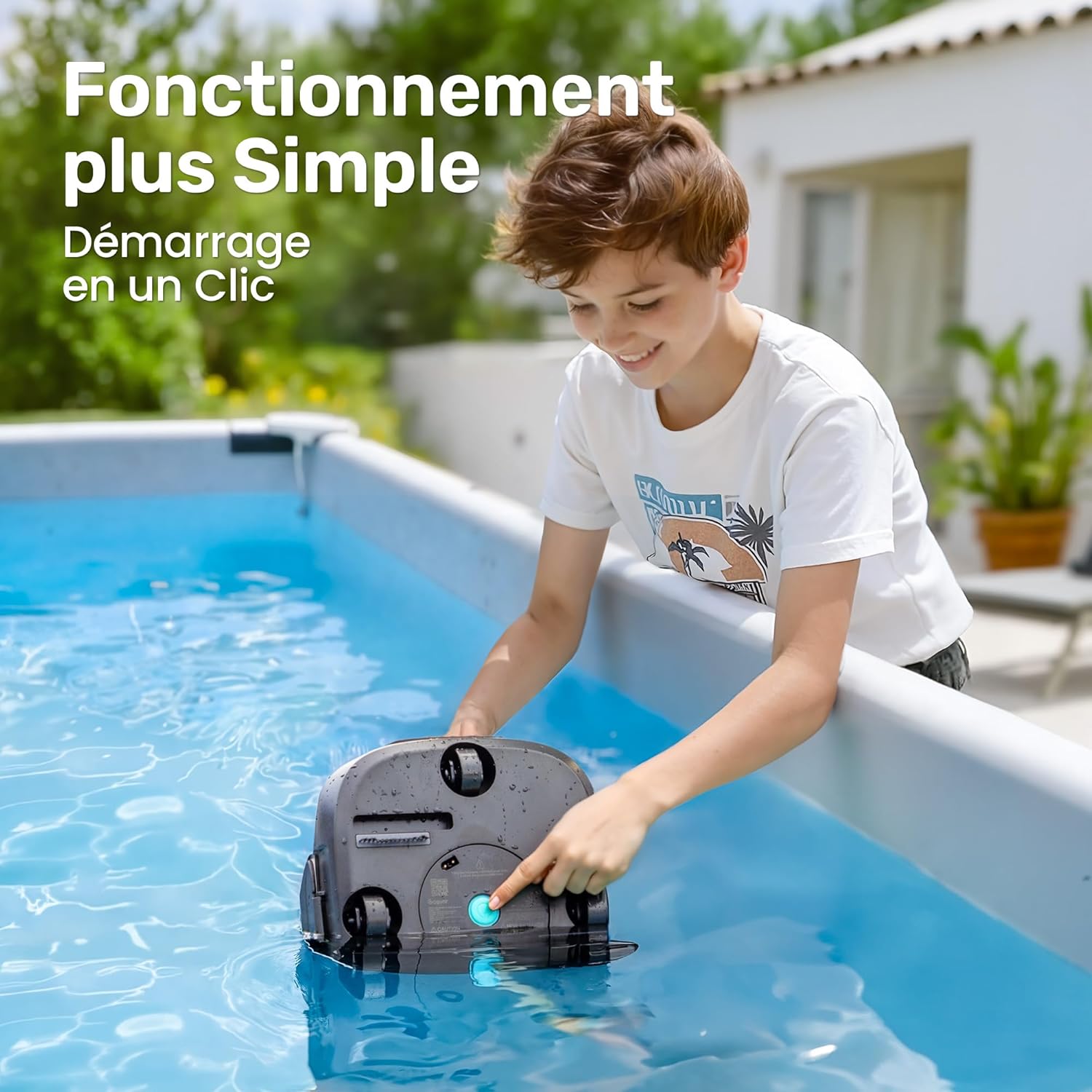 Gosvor - Robot piscine sans fil - 80m² - 90 min autonomie, retour auto