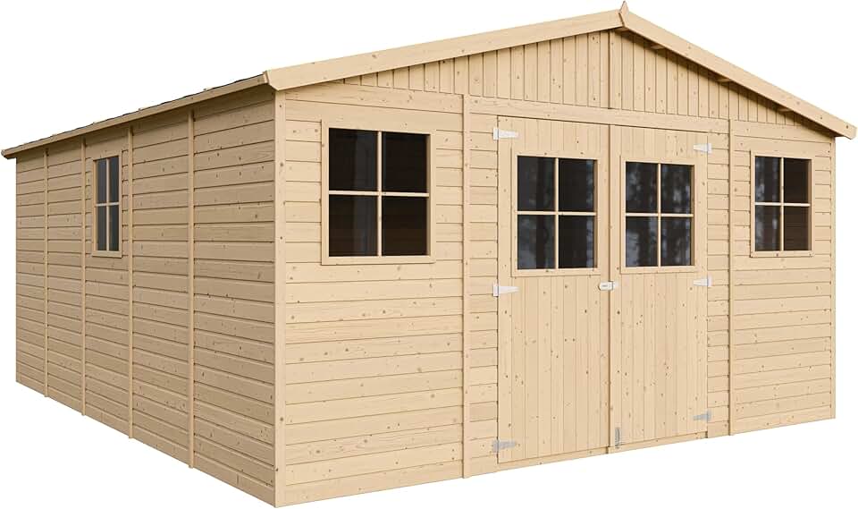 Timbela - Abri de jardin bois, 20m², fenêtres, rangement - M333
