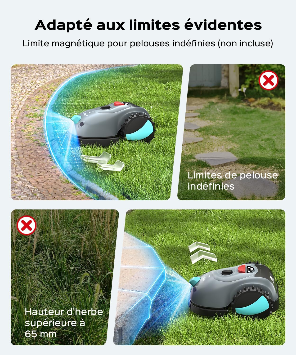 YARDCARE - robot tondeuse caméra 150㎡, batterie 4Ah spiral V100