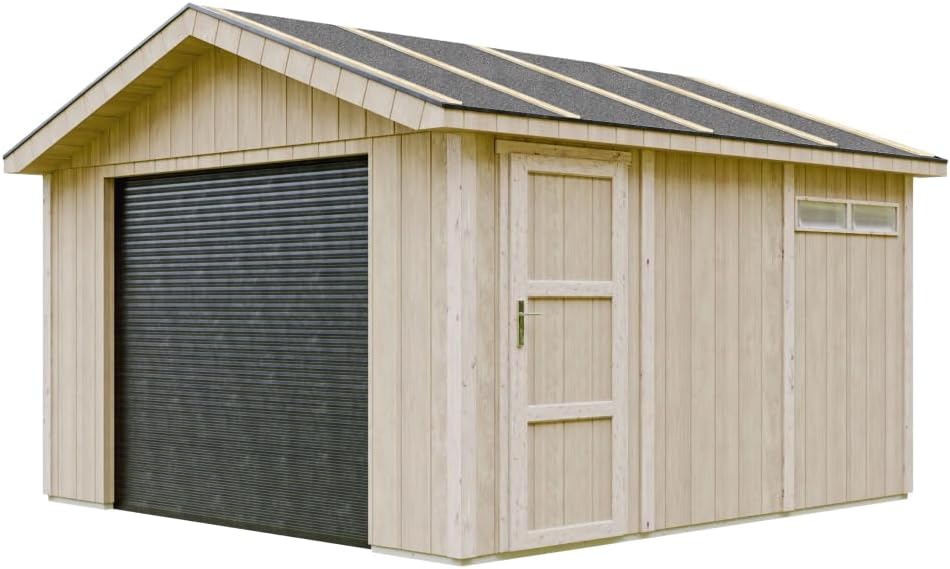 Garage de Jardin QUALITÉ Premium - Abri de Jardin - 13 m² - L378xl412 cm - Construction en Panneaux LP Smartside - Rangement pour vélos, Remise à Outils - TIMBELA M990B