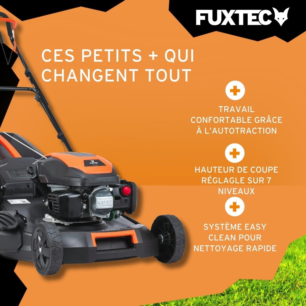 FUXTEC - tondeuse autotractée 51 cm, essence 170 cm³, bac 60 L, FX-RM5170
