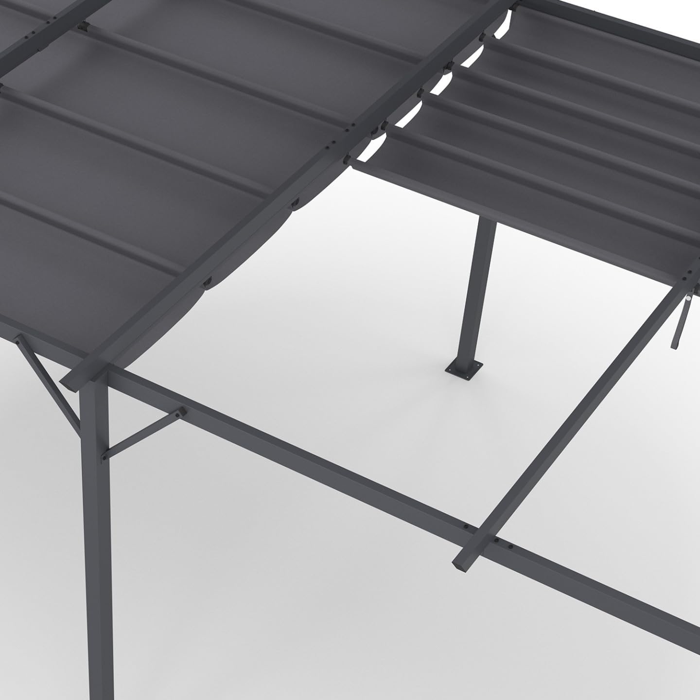 IDMarket - Pergola intégrale moustiquaire, toit rétractable 3x6m, 6 rideaux gris