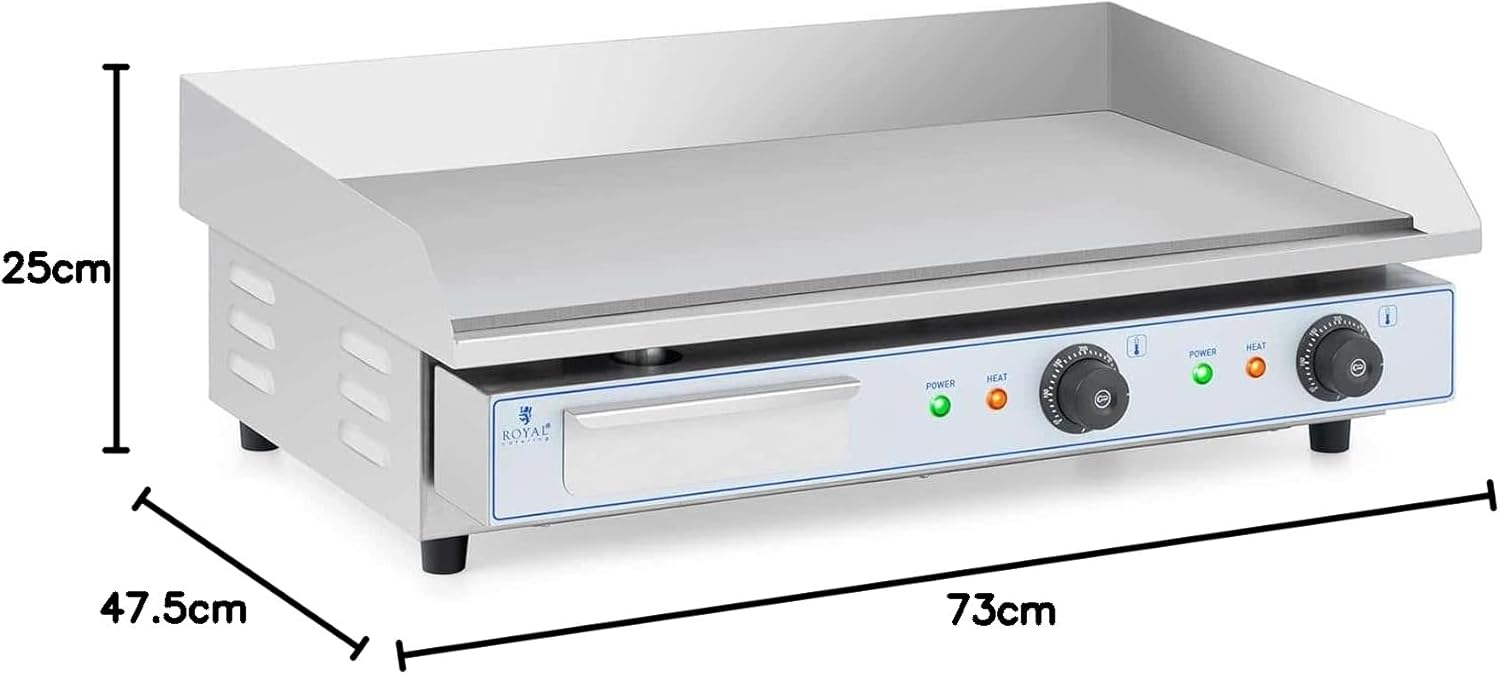 Royal Catering - Plancha Électrique Double - 73x40cm - 2x2200W INOX Restaurant