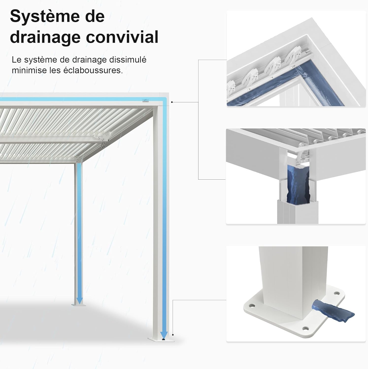 PURPLE LEAF - pergola bioclimatique - 4,6x3,3 m - alu, lames orientables, éclairage intégré