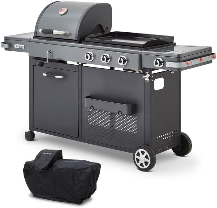 Favex - Brasero Bi-Energy XL - 60x42 cm - gaz/charbon, 3 brûleurs, housse