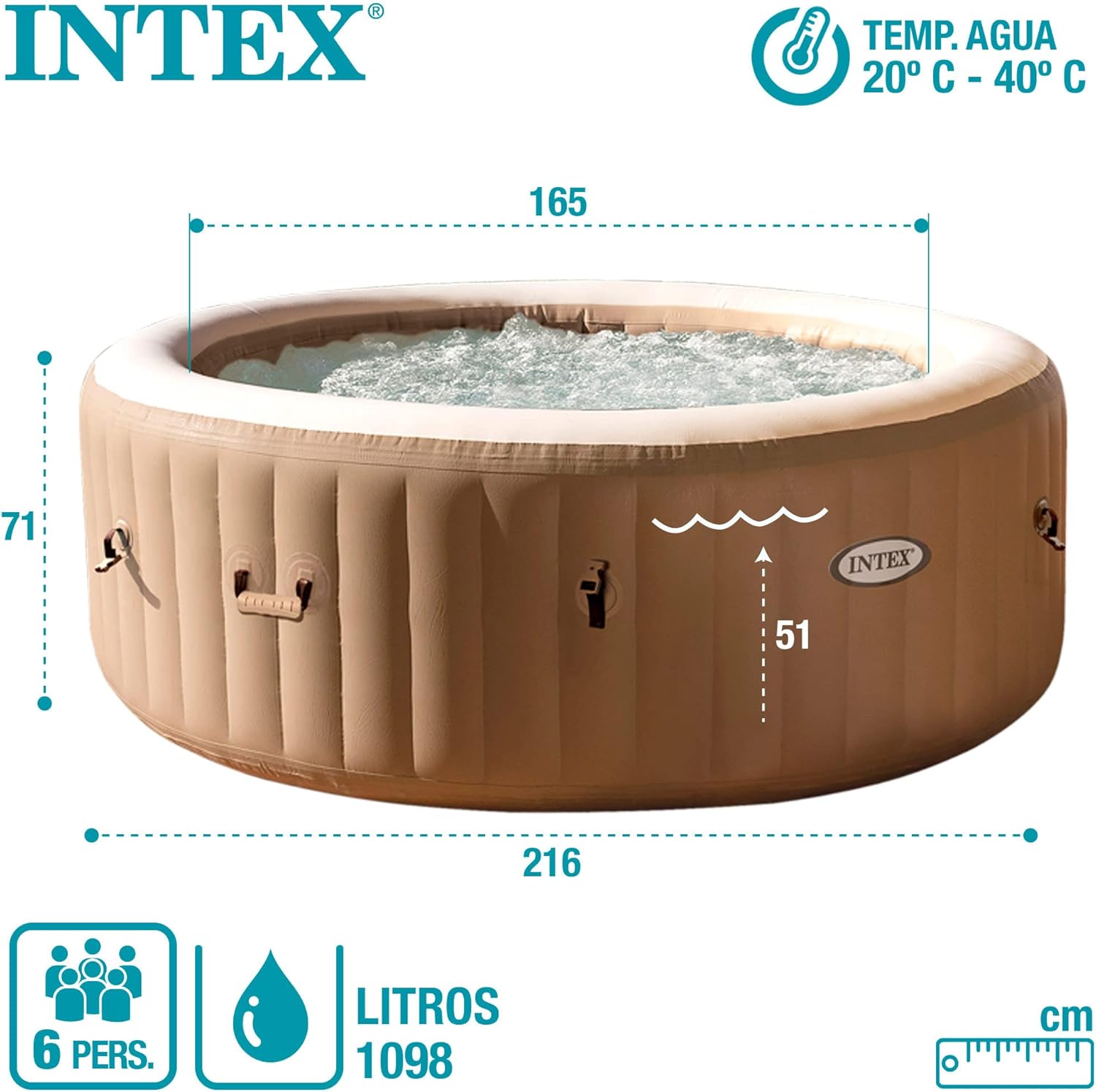 Intex - Pure Spa Sahara série - 6 places - beige - 28428EX