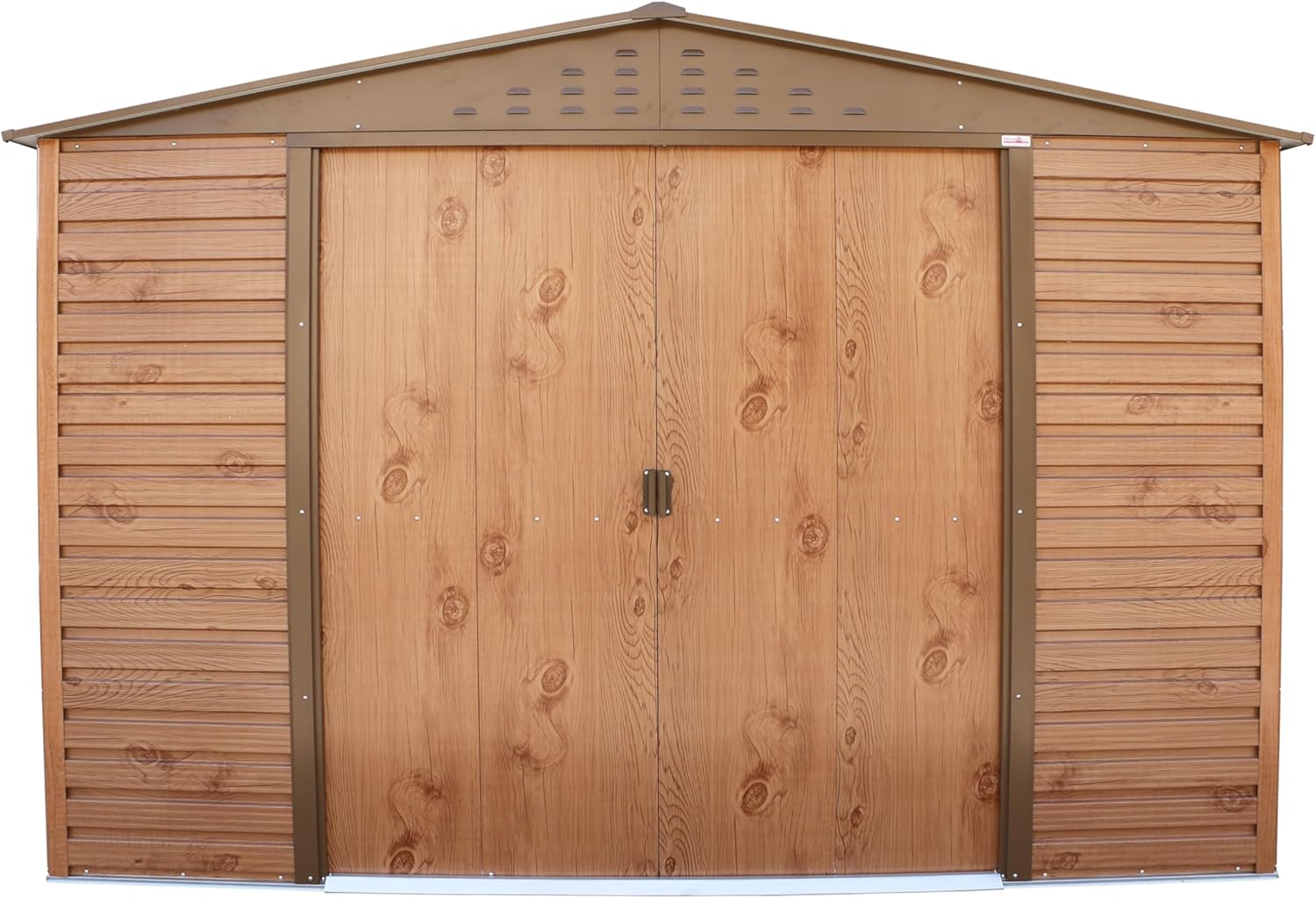 Duramax Alpine 10 x 8 (7,82 m²) Abri de Jardin en métal avec Base, Acier galvanisé à Chaud, Structure de Toit renforcée, Abri de Jardin sans Entretien et résistant aux intempéries, Grain de Bois