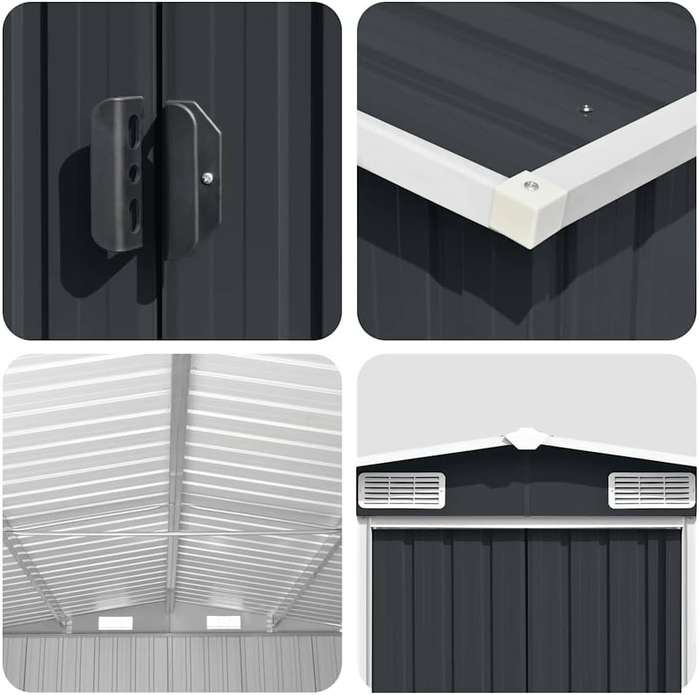 vidaXL Abri de Jardin 257x392x181 cm Métal Anthracite Terrasse Cabane à Outils