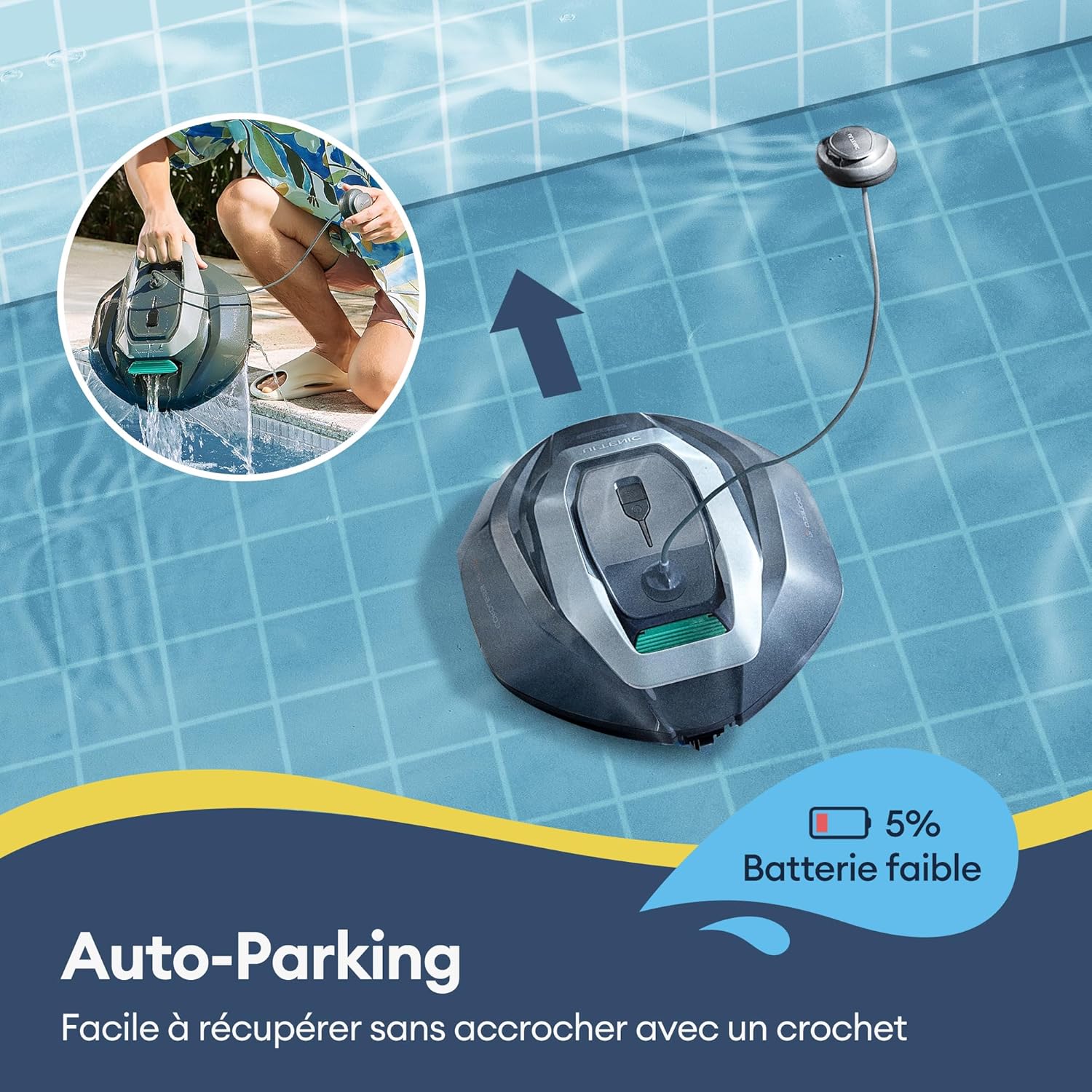 Ultenic - Pooleco 10s - 80㎡ - robot piscine sans fil, APP, 90min, haute aspiration