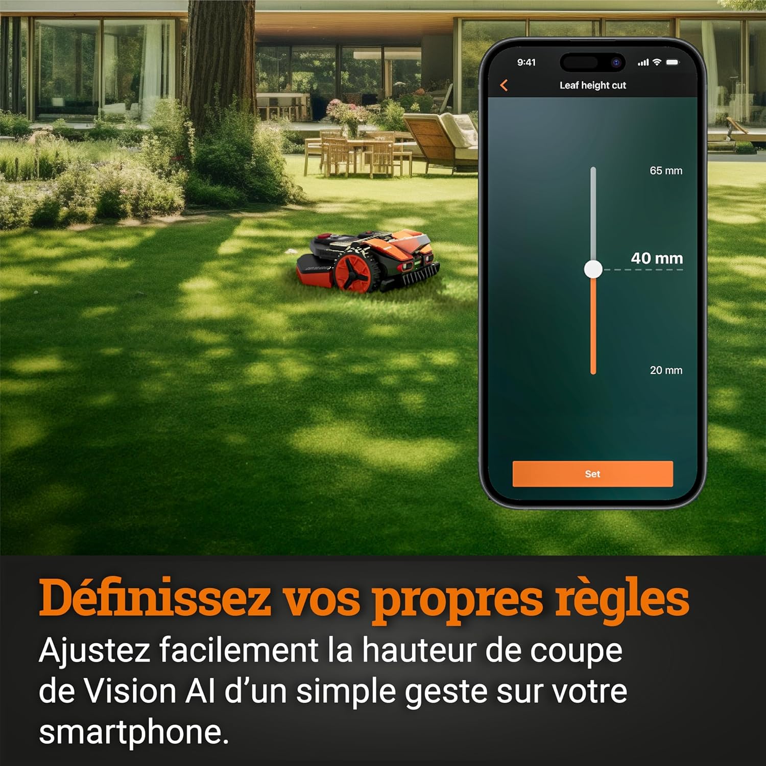 WORX - Landroid Vision série - 1300 m² - Caméra 4K, IA, multizone, coupe bordures - WR213E.1
