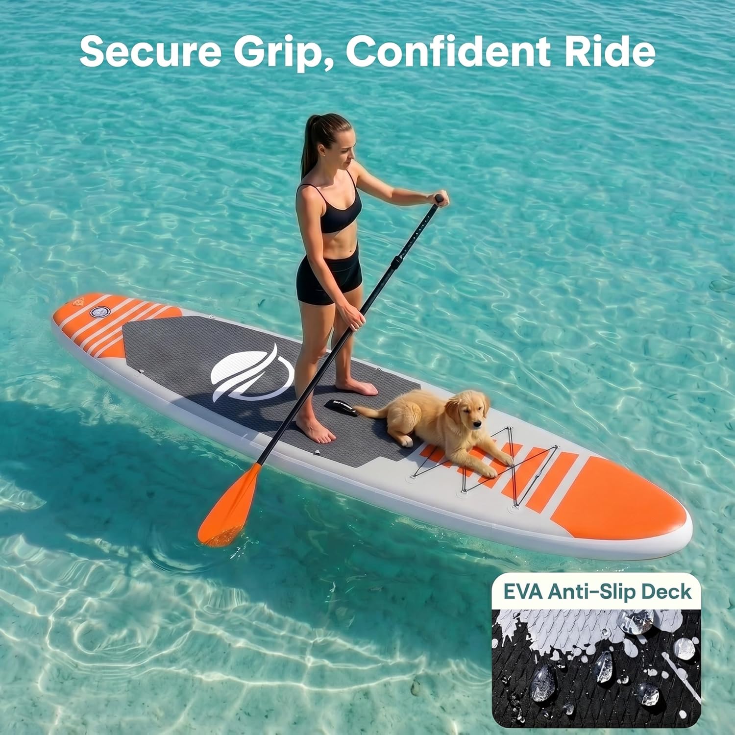 SereneLife - Stand Up Paddle gonflable adulte 6” - accessoires complets - pont antidérapant - SLSUPB10