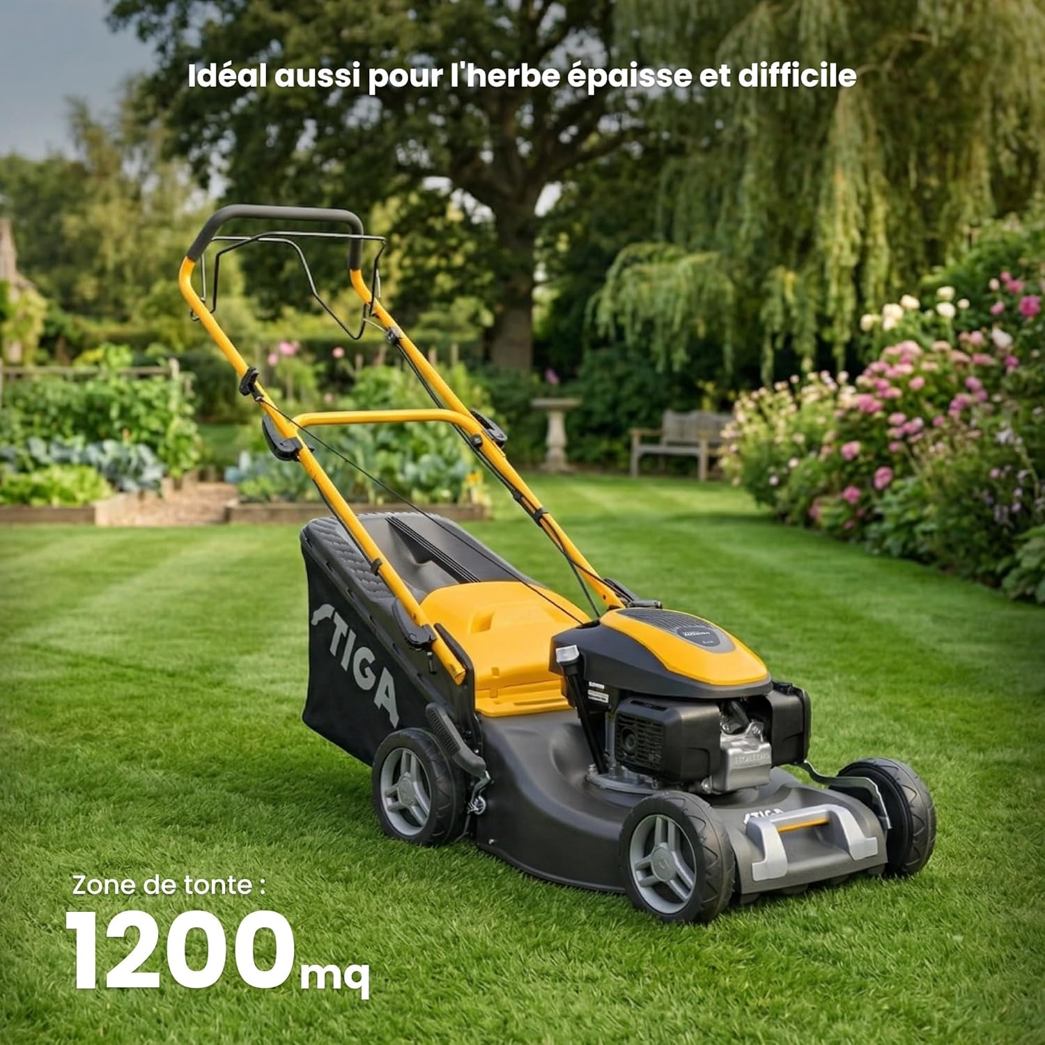 STIGA - Combi 48 S H - 46 cm - 145 cm³, 60 L, 3-en-1, pelouses 1200 m²