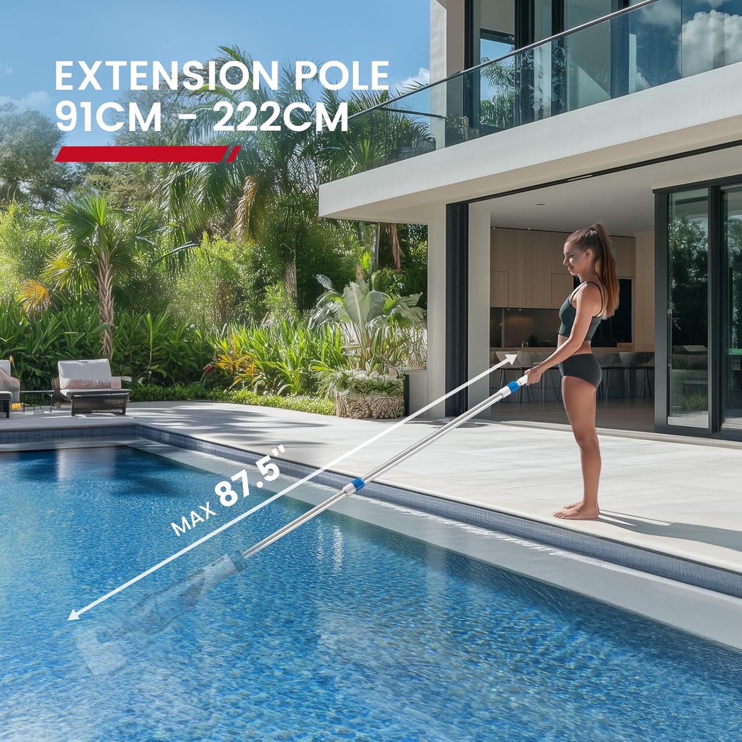 Enhulk - Aspirateur de piscine série sans fil - 222cm - 60min autonomie, 4 filtres, 4200L/h
