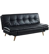 Vente-Unique Zarina Canapé-lit convertible 3 places simili cuir Noir