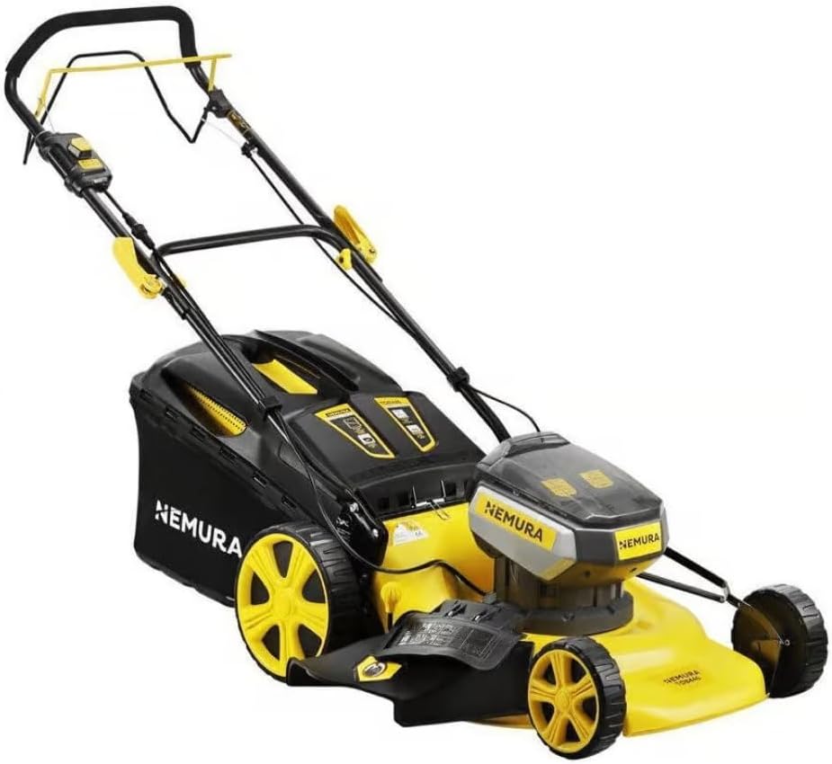 Nemura - Tondeuse autotractée 46cm 80V, 4 batteries 4Ah, mulching