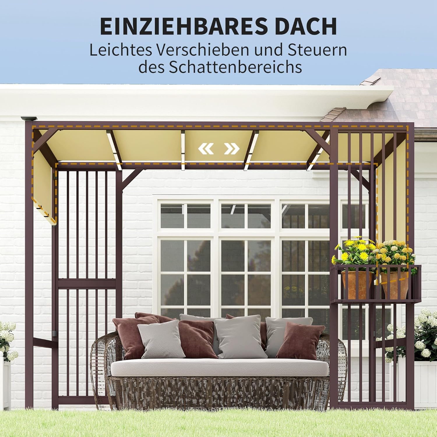 Outsunny - Pergola série UV30+ - 3x2,5m - toit ouvrant, résistante hiver