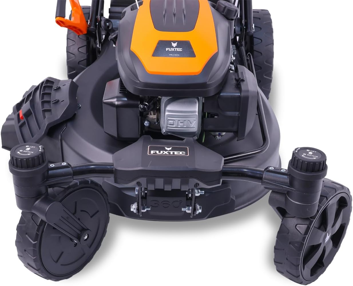 FUXTEC Tondeuse à Gazon Thermique 4 en 1 avec Roues Avant Pivotantes FX-RM5170agile - 2,9kW | Largeur de Coupe 51cm | 25mm-75mm Bac 60L, Mulching & éjection latérale