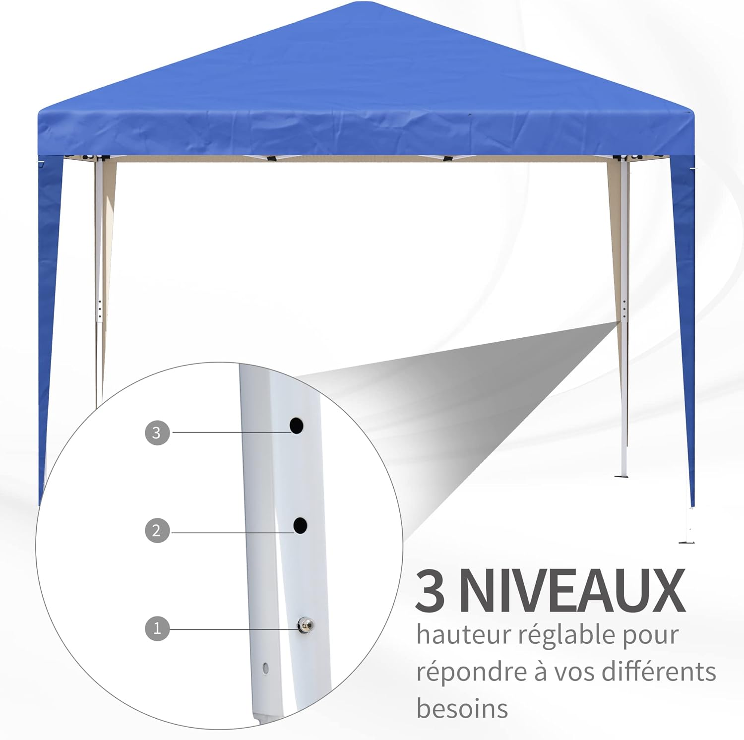 Outsunny - Tonnelle pliante 3x3m - Anti-UV, acier Oxford, sac de transport - TTPU3x3M-2024