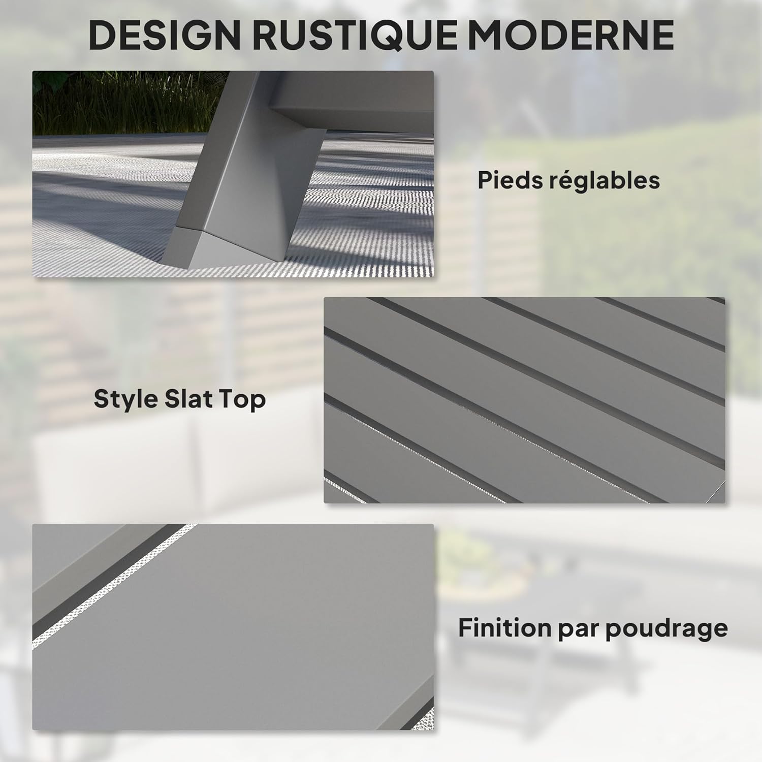 Outsunny - salon de jardin d'angle convertible 4 pcs - alu et acier, coussins, beige