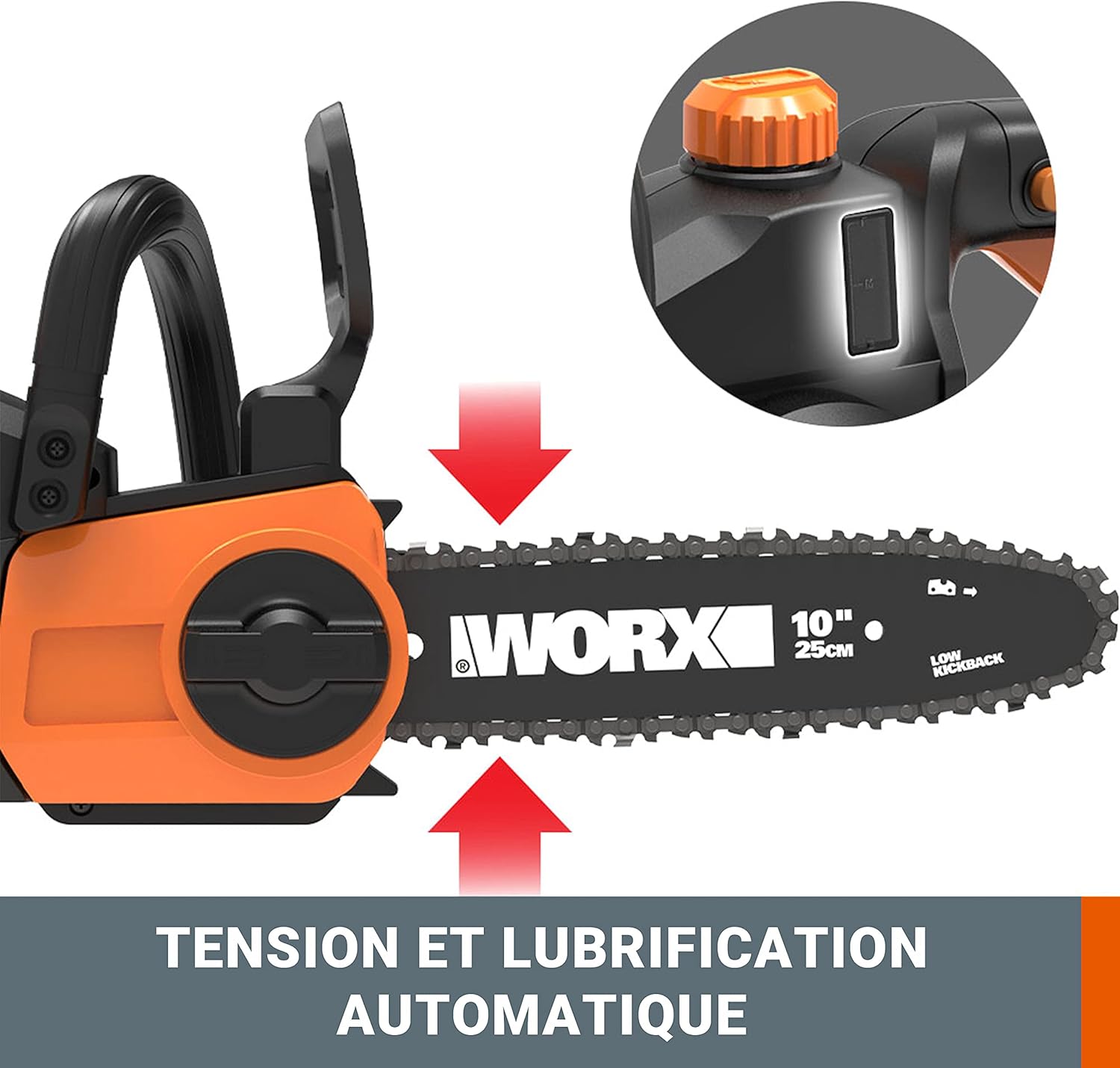 WORX - tronçonneuse sans fil série WG - guide 25cm, légère, 20V, batterie incluse - WG322E.1