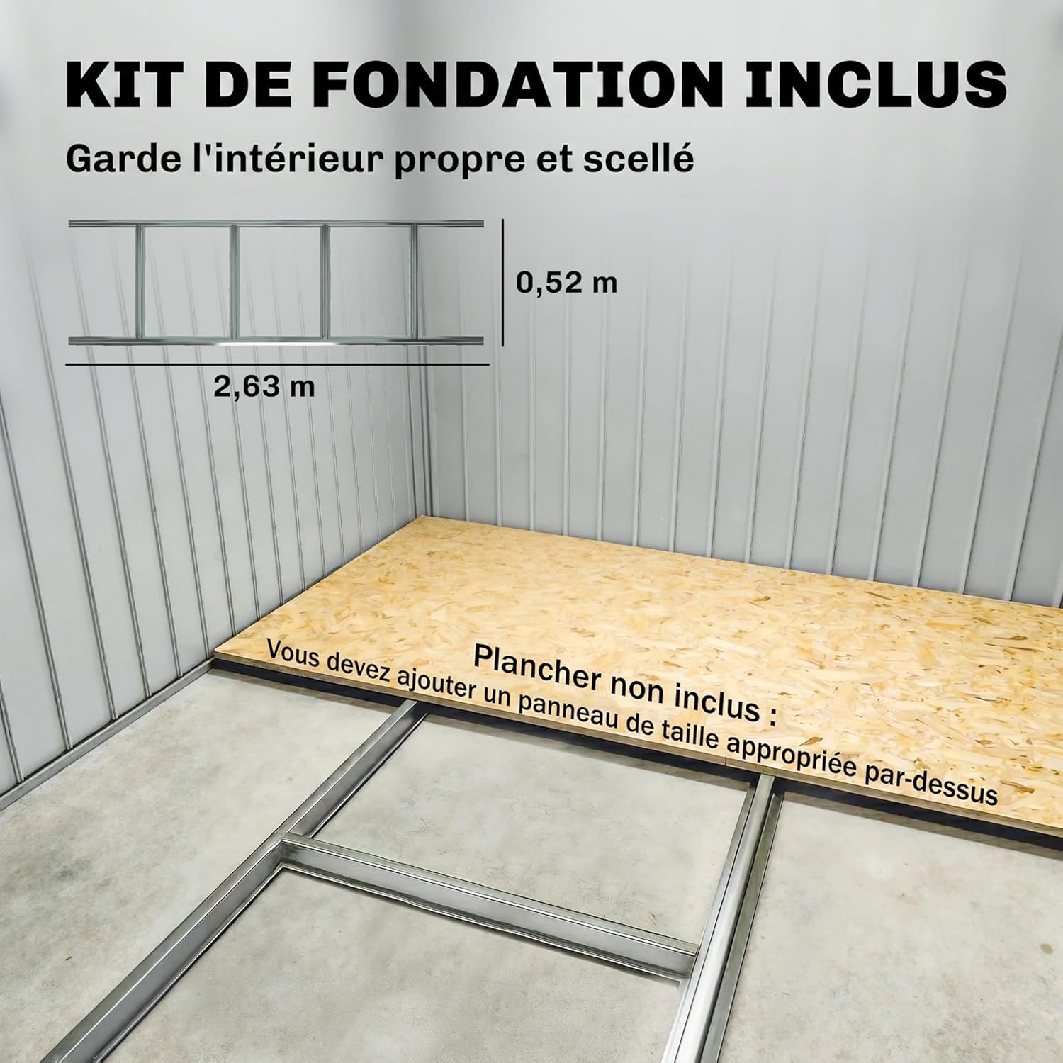 Outsunny - abri de jardin acier galvanisé 3,6m² - portes coulissantes, fondation, ventilé, 280x130x172cm
