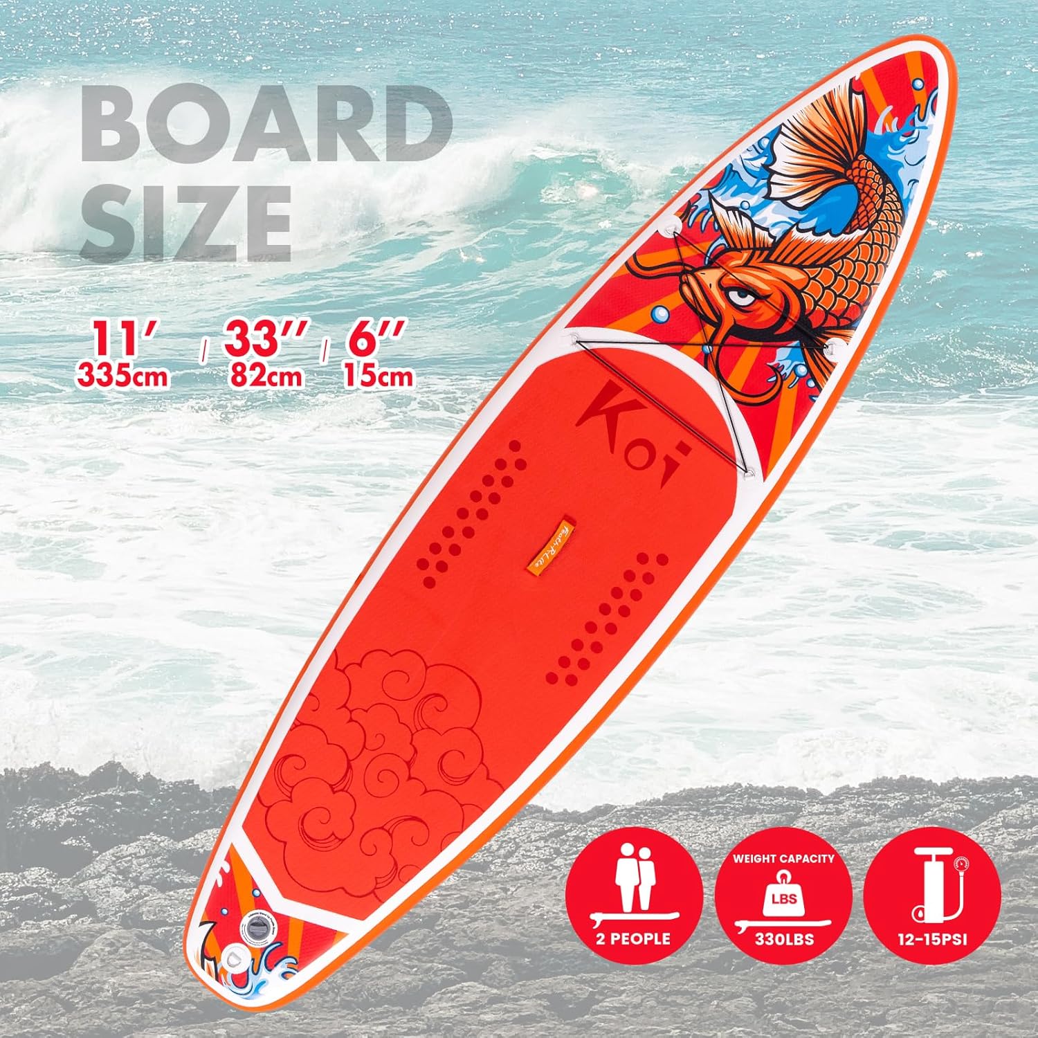 FunWater Planche de Surf Gonflable Accessoire Complet Pagaie réglable,Pompe,Sac à Dos de Voyage,Laisse de sécurité,Étui étanche